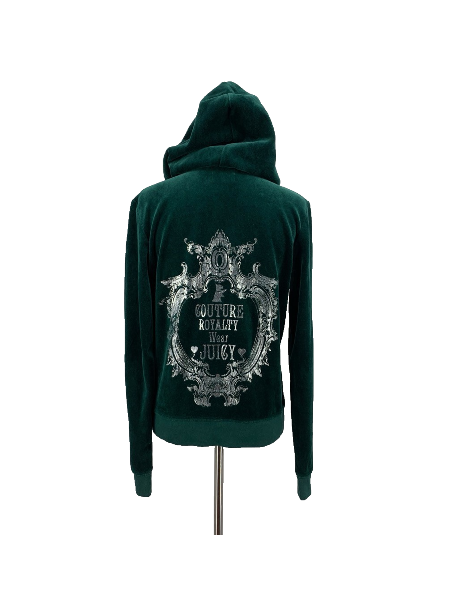 Juicy Couture Hoodie Women Xl Extra Large Green Velour Metallic Scottie Full Zip